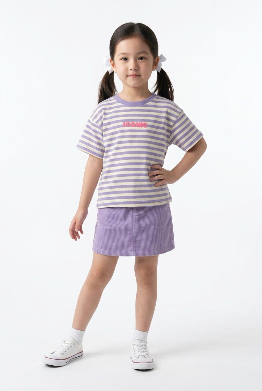26289 Mini Icon Stripe Tee Paars