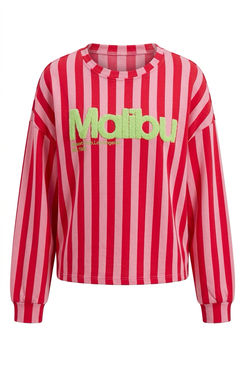 26373 Malibu Stripe sweater Roze/Rood