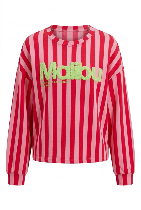 26373 Malibu Stripe sweater Roze/Rood