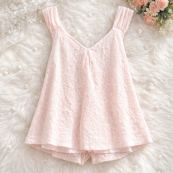 Elli white Top met elegante strik op de rug - Roze