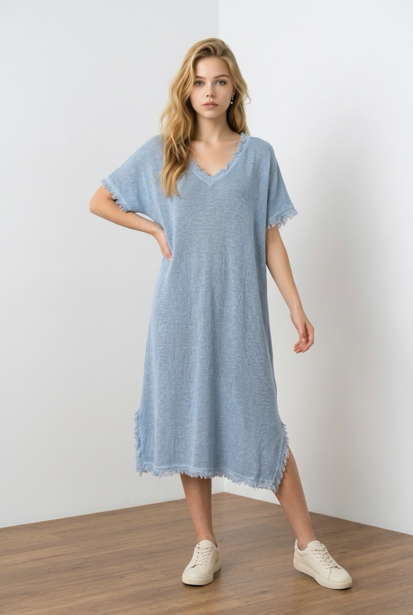 Sunny Breeze Linnen Dress – Sky Blue
