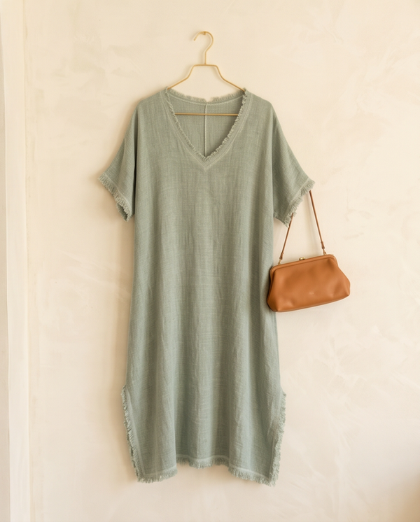 Sunny Breeze Linnen Dress – Olive Green