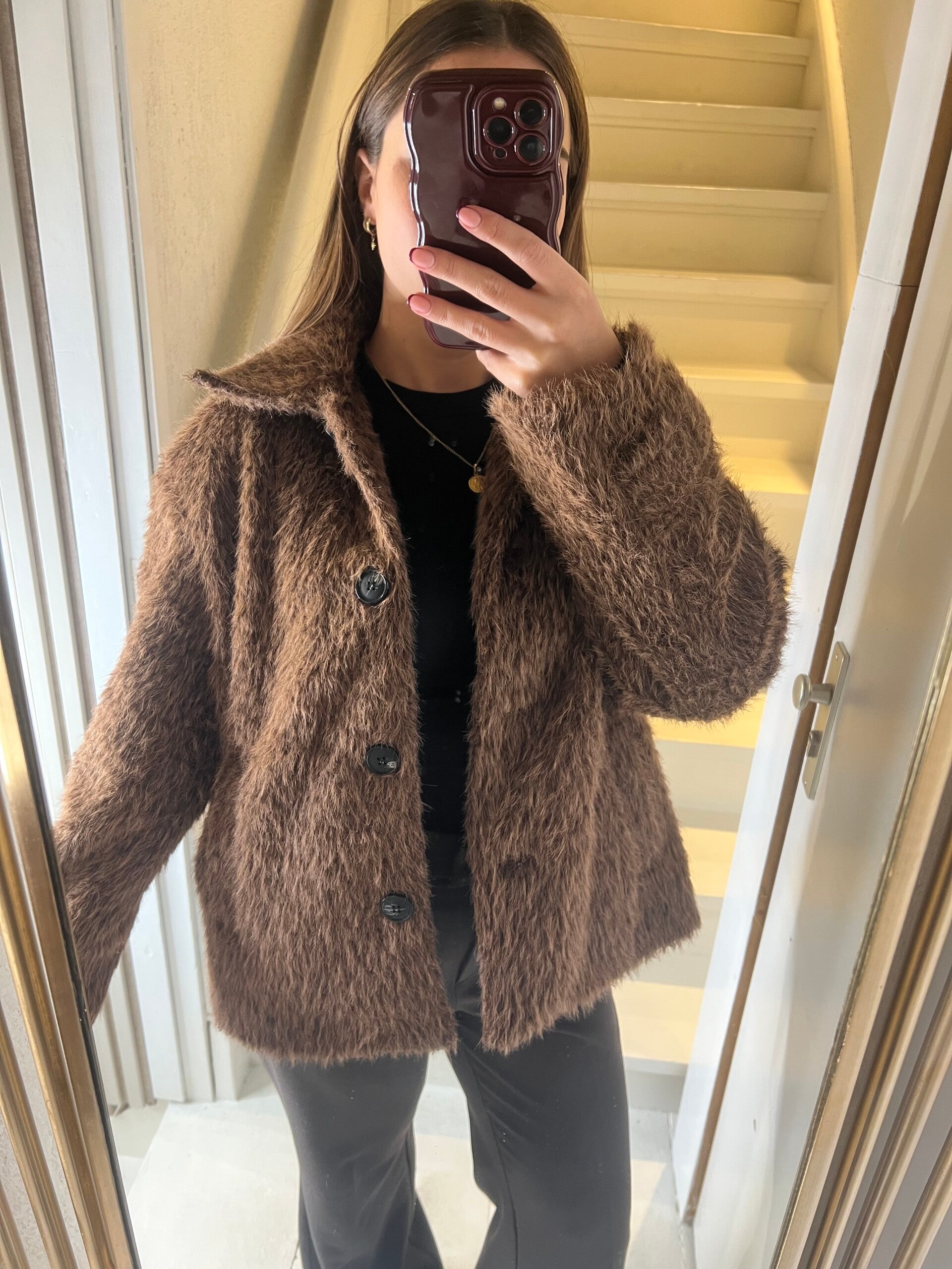 947 Bontjas/blazer bruin faux fur