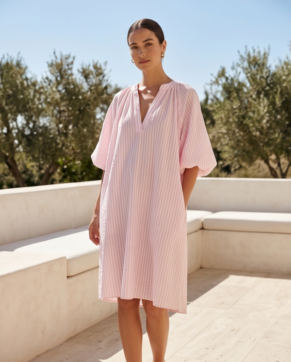 Candy Stripe Dress – Soft Pink