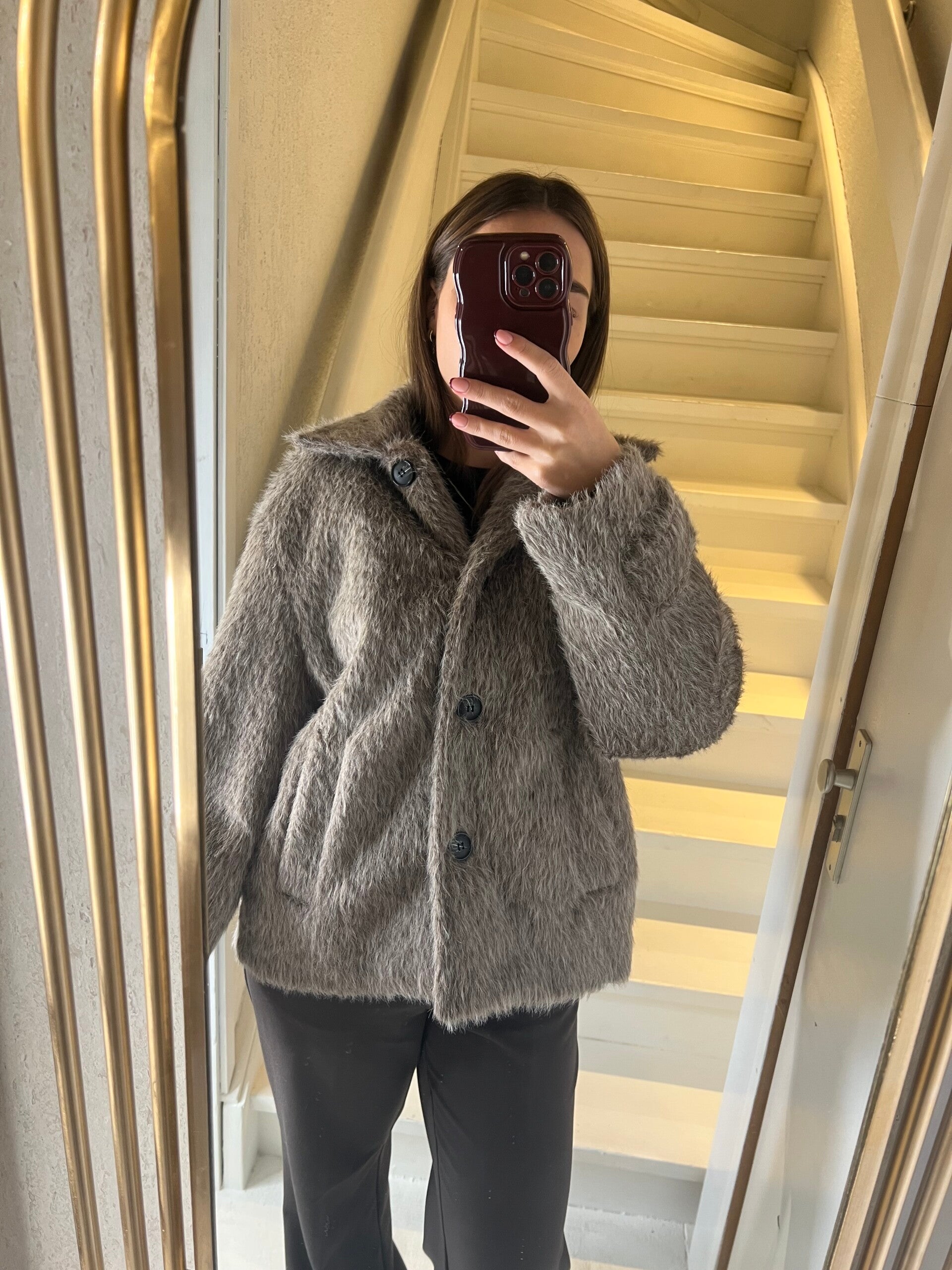 948 Bontjas/blazer taupe faux fur