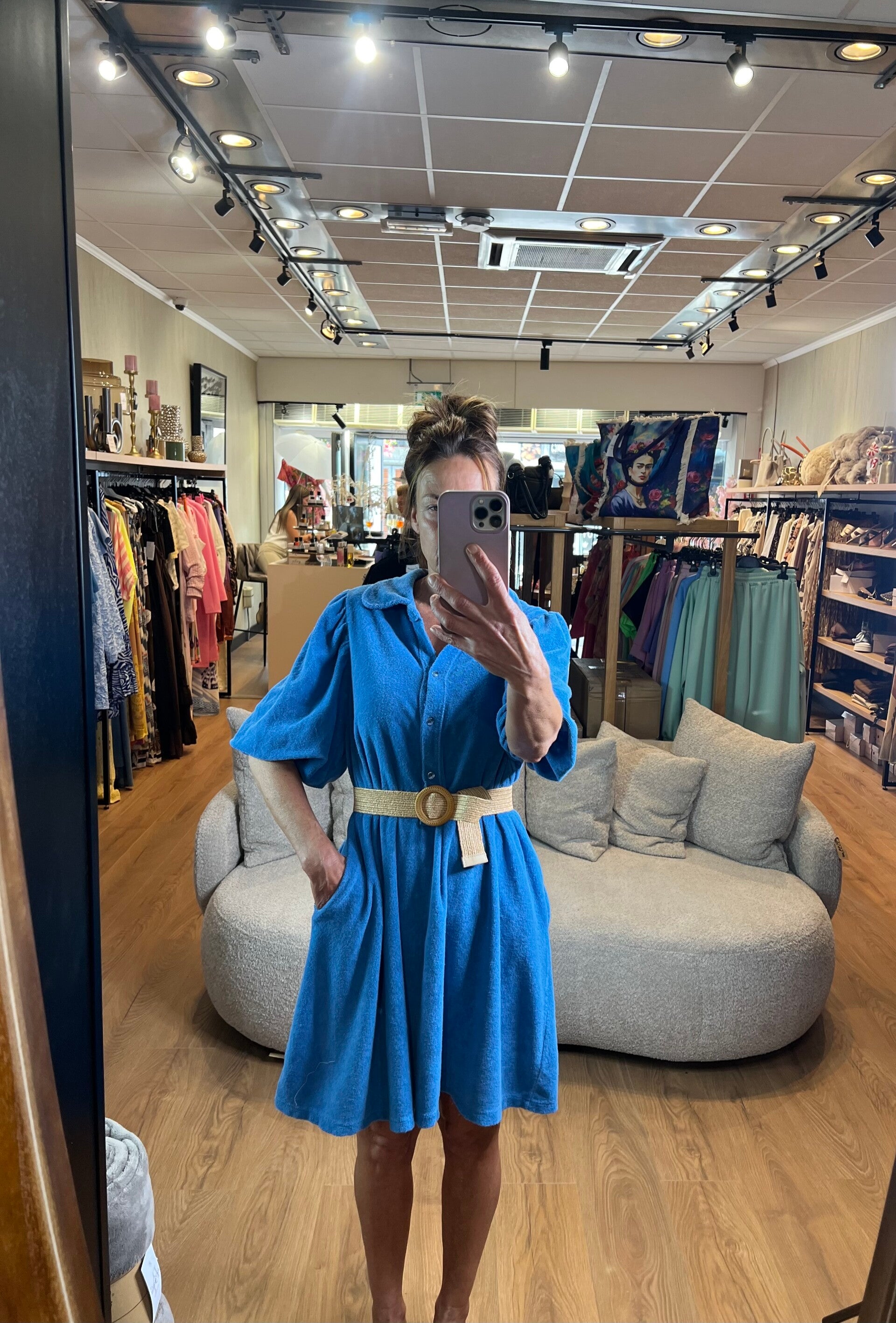 343 Badstof jurk blue