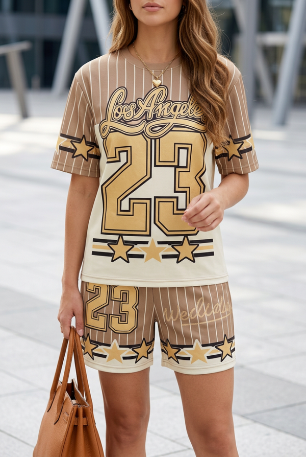 Los Angeles23 Bruin-creme Goud/geel Set one-size