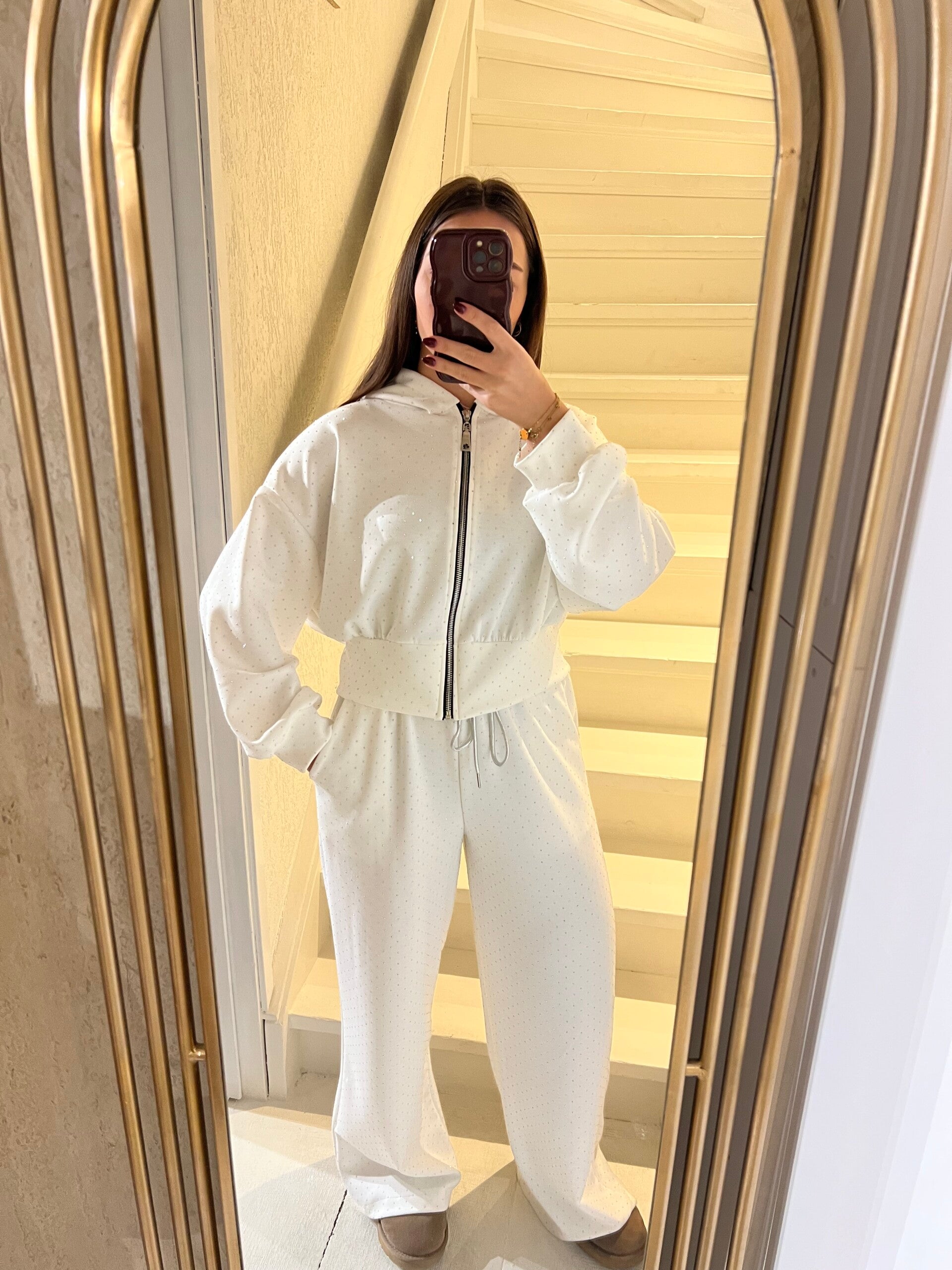 1014 Glitter tracksuit wit