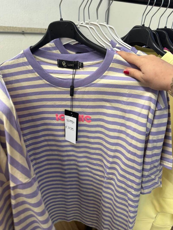 26289 Elise Icon Stripe Tee Paars