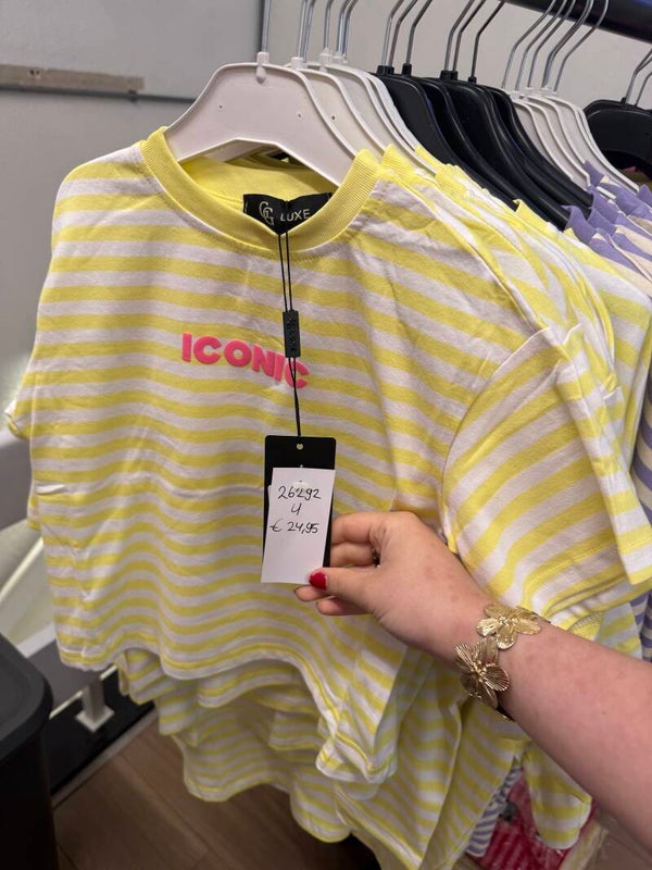 26292 Mini Icon stripe tee geel