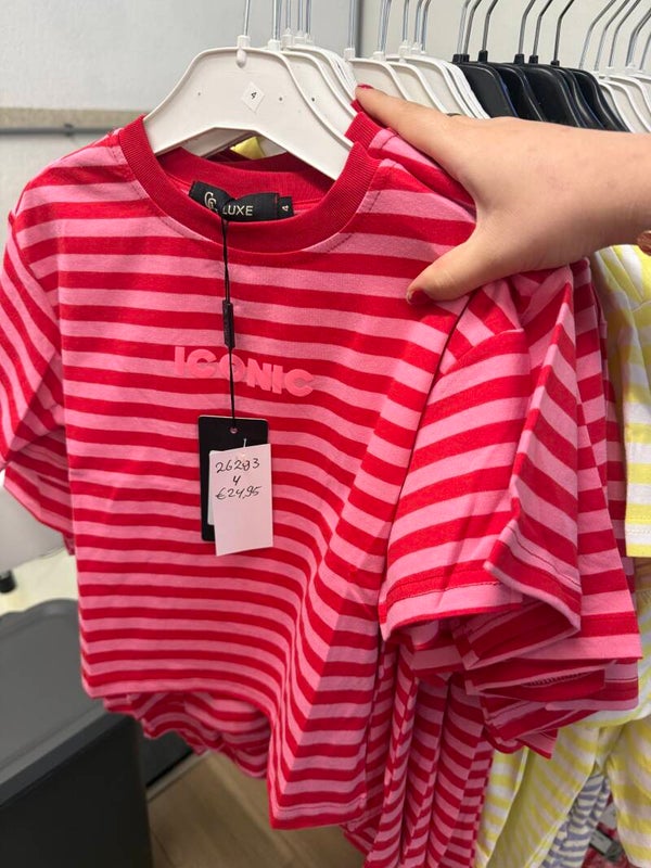 26293 Mini Stripe Tee Roze / Rood