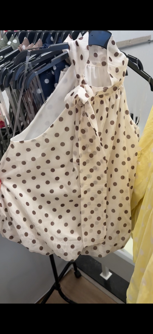 26281 Julie Polka dot Bow top Crème / bruin