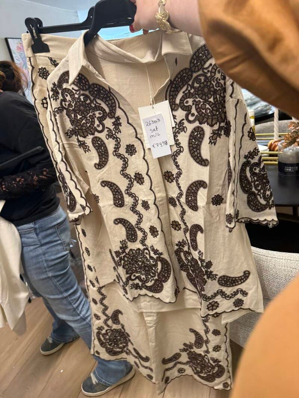 26303 Sienna Linnen Broderie Set