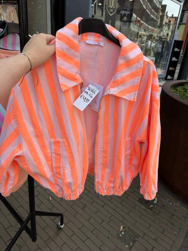 26366 Zoë stripes Jacket Oranje roze