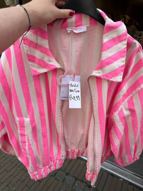 26365 Zoë Stripes Jacket Roze