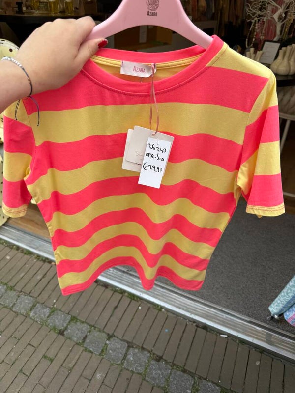 26242 Lena Stripe T-shirt Roze geel