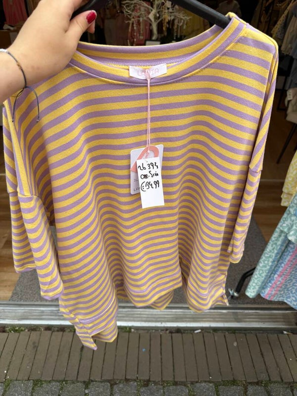 26394 Stella Soho Stripe T-shirt Geel Paars