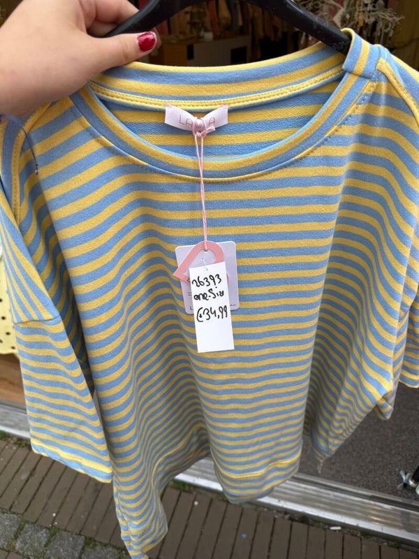 26393 Stella Soho Stripe T-shirt Geel Blauw