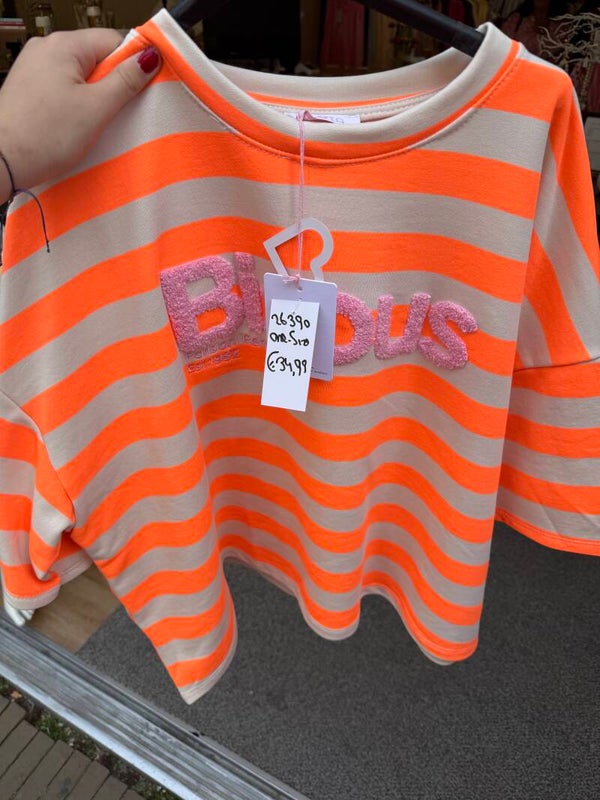 26390 Bibi Bisous Striped Shirt Oranje Beige