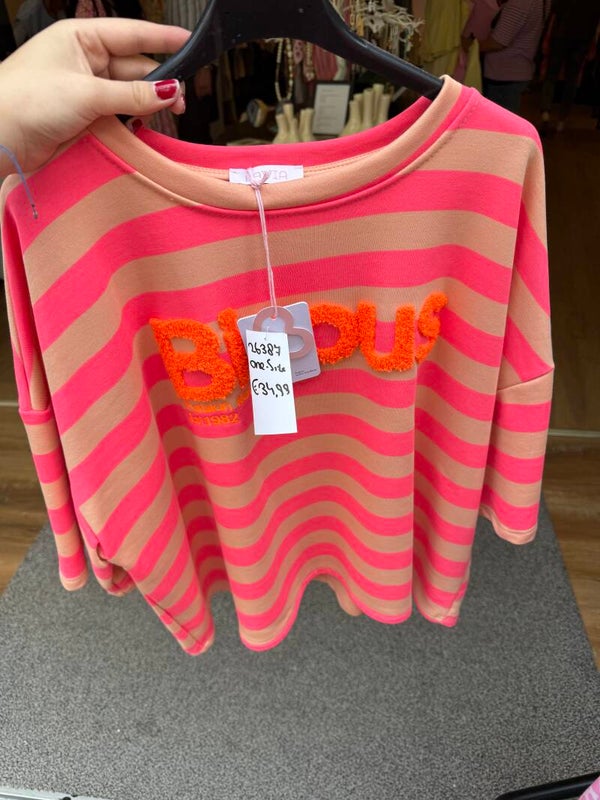 26387 Bibi Bisous Striped Shirt Roze