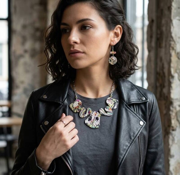 "WHAT IF...?" Arched Rhythm Statement Necklace & Earring Set