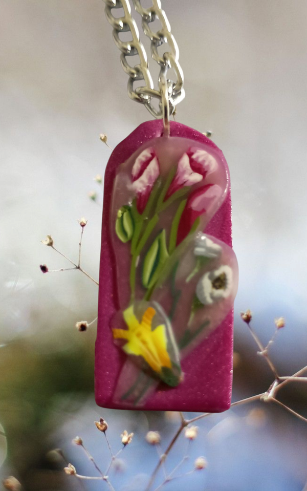 Burgundy Flowers Pendant