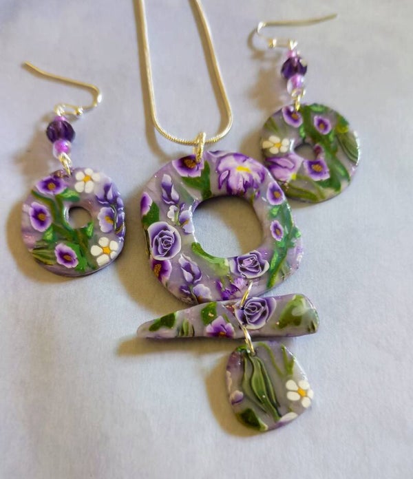 "Lavender Dreams" Floral  Necklace and Earrings Set