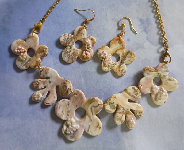 Elegance and Earthiness Statement Necklace and Earrings set