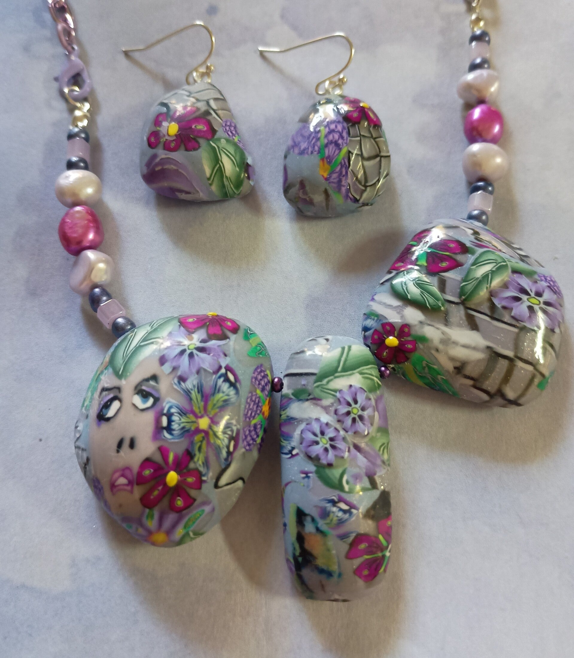 Bold and Whimsy "Attitude Lady" Statement Necklace set with Earrings