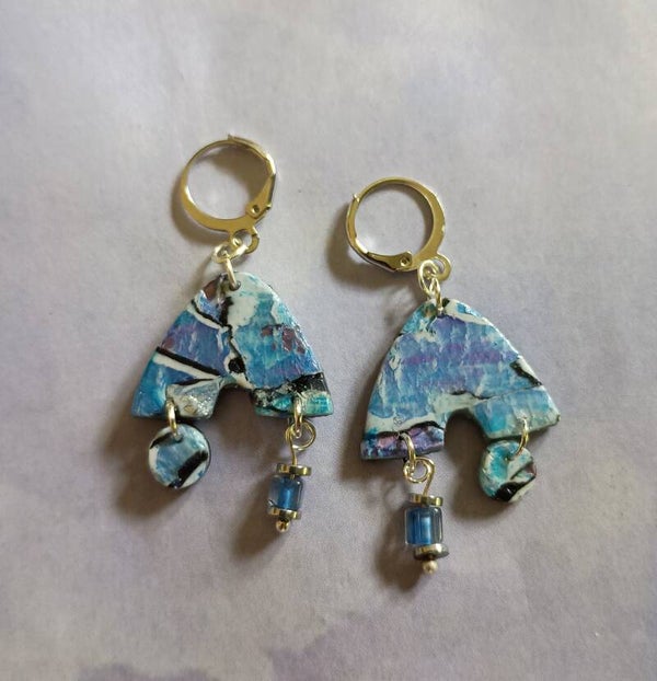 Asymmetrical Mosaic Arch Earrings