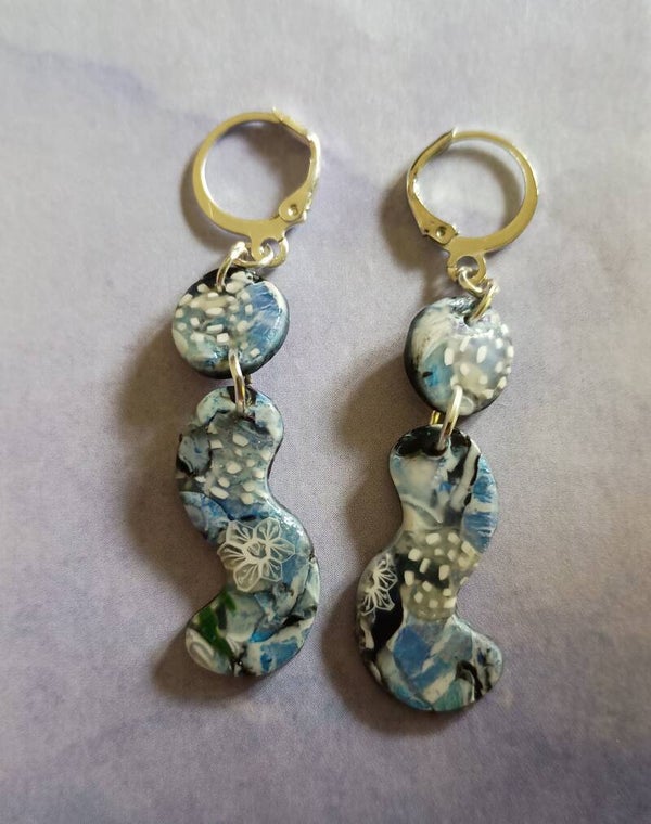 Blue Shoreline Mosaic "S" Dangles