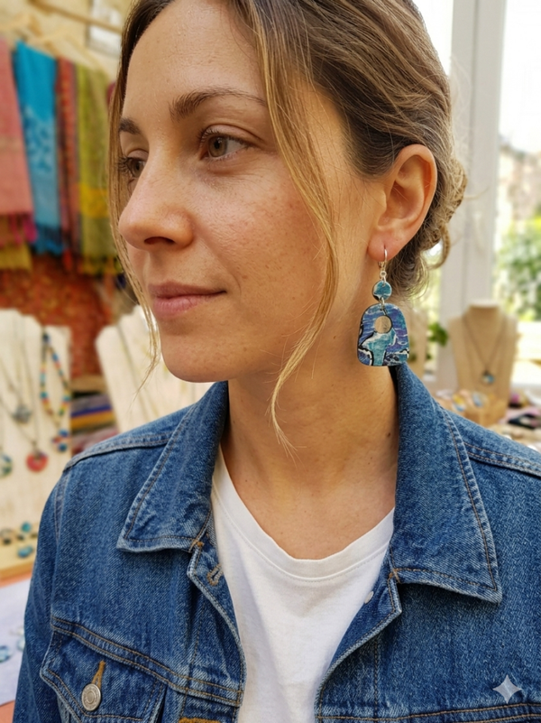 Cerulean Mosaic Window Dangles