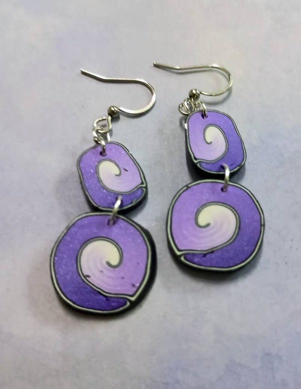 Violet Dream Double Swirls Earrings
