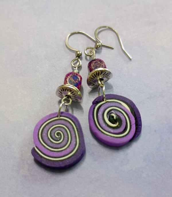 Amethyst Whirl Spiral Dangles