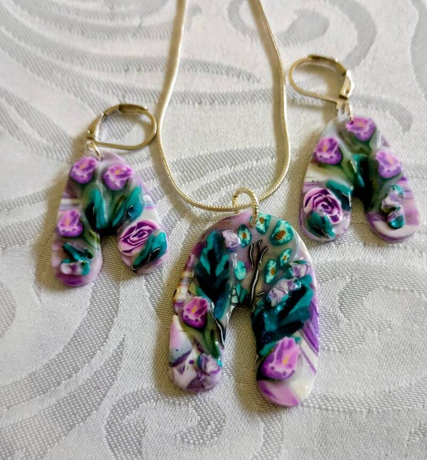 Meadow Arch: Teal & Bloom Necklace and Earrings Set