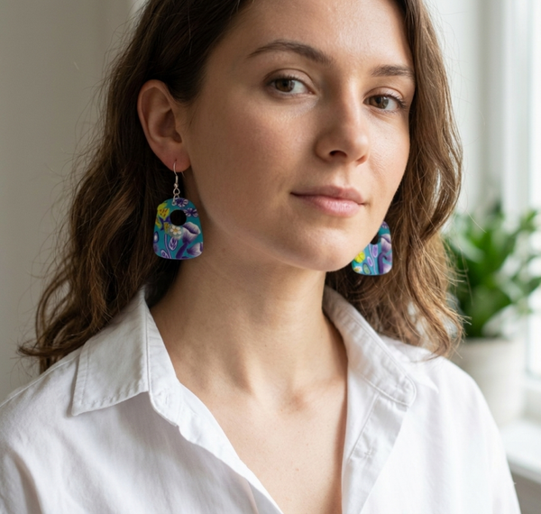 Peacock Botanical Cutout Statement Earrings