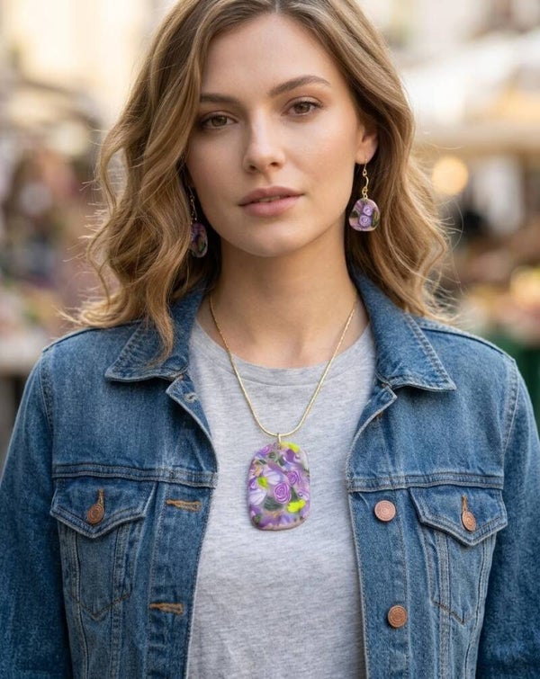 Garden Rose Statement Necklace & Earring Set