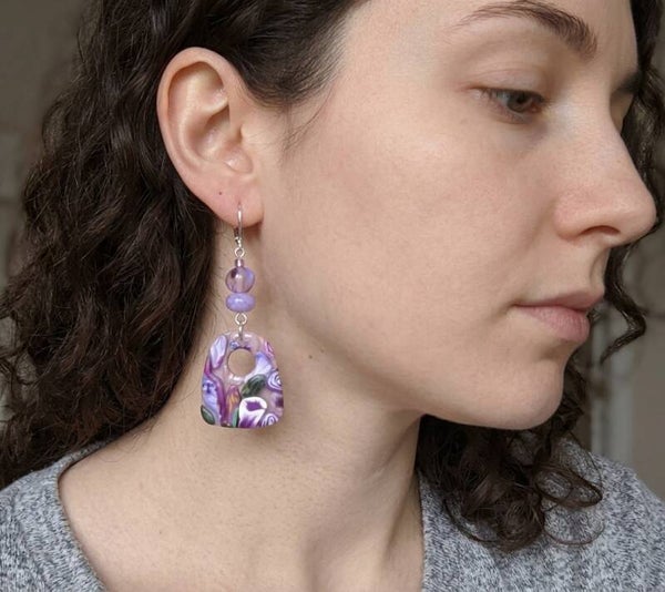 Rosewood Floral Arch & Bead Earrings