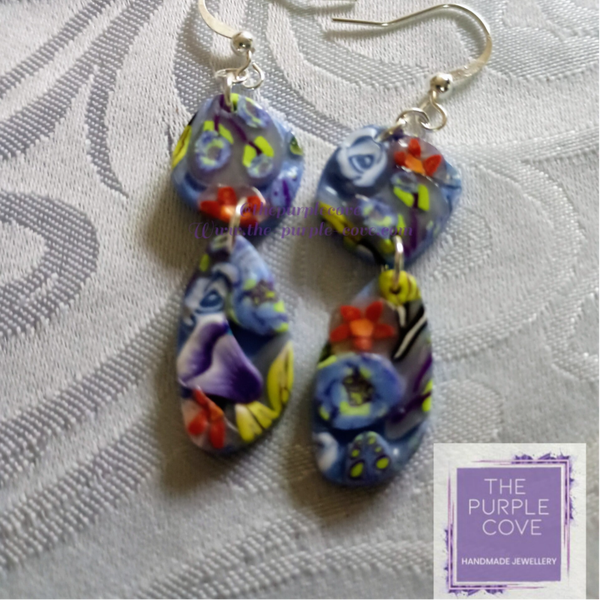 Periwinkle Meadow: Botanical Drop Earrings