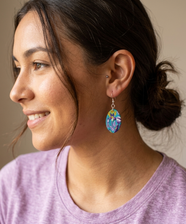 Peacock Botanical Collection Oval Or Drop Earrings.