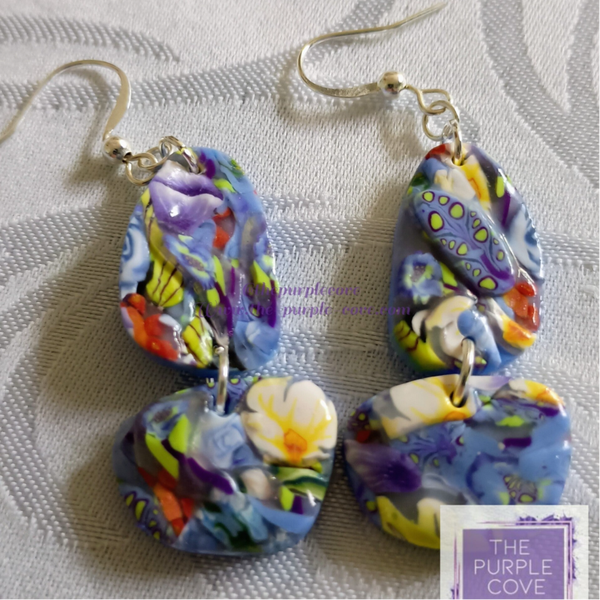 Periwinkle Meadow: Lush Garden Double-Tiered Earrings