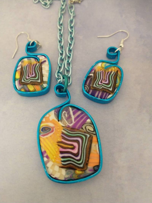 The Blue Funky Menorah Statement Necklace & Earring Set
