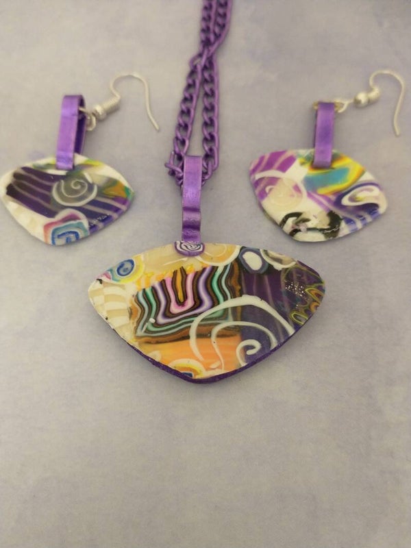 The Funky Purple Menorah Statement Necklace & Earring Set