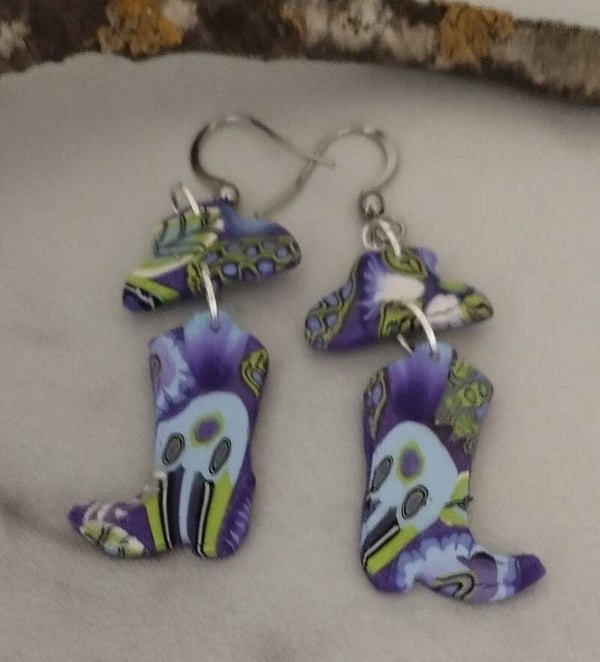 Miniature Cowboy Boot and Hat Earrings