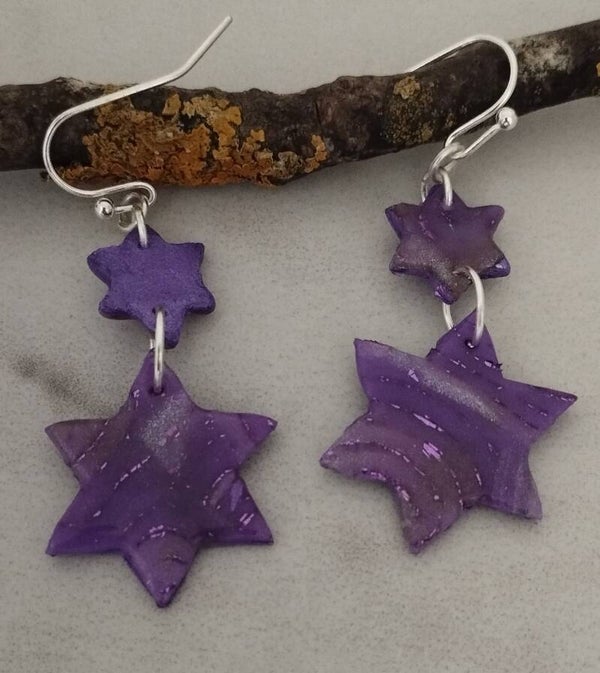 Metallic Star of David Earrings