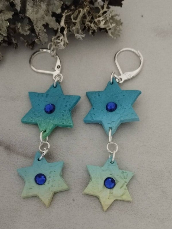 Ombre Star of David Earring Set