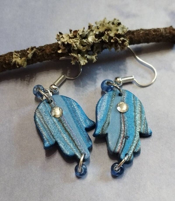 Blue Hamsah Earrings set