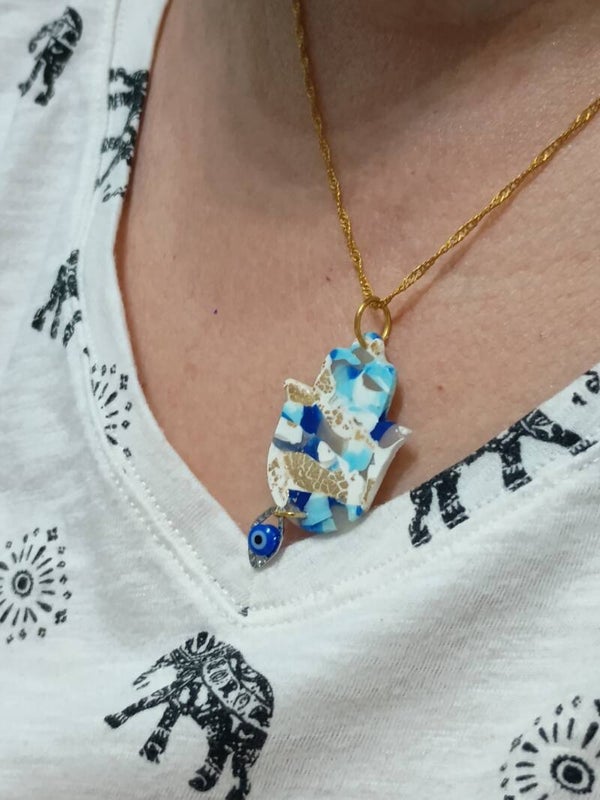 The Mosaic Hamsa Set with Evil Eye Charms