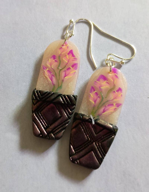Orange Leafy Flower Pot earrings set