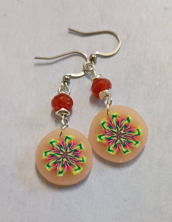 Festive Kaleidoscope Peach Orbs, Earrings